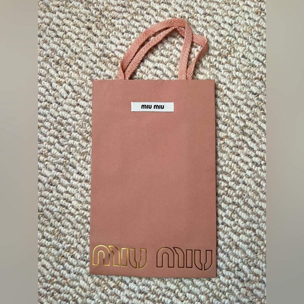 Miu Miu Blush Pink shopping paper bag with Gold Accents
